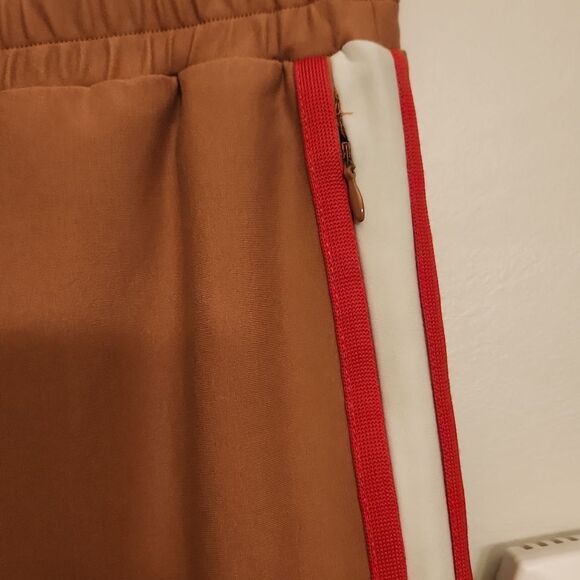 Maeve by Anthropologie Tan Pants w/ Red & White Stripes Ankle Zippers Size XS - Picture 4 of 8